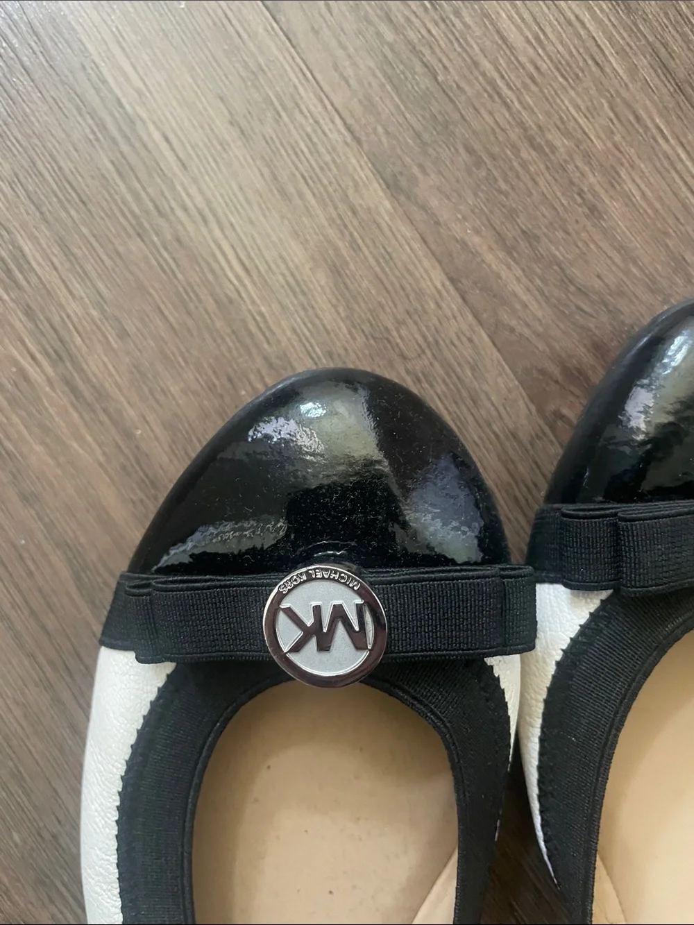 Michael Kors Black & White Logo Accent Ballet Flats